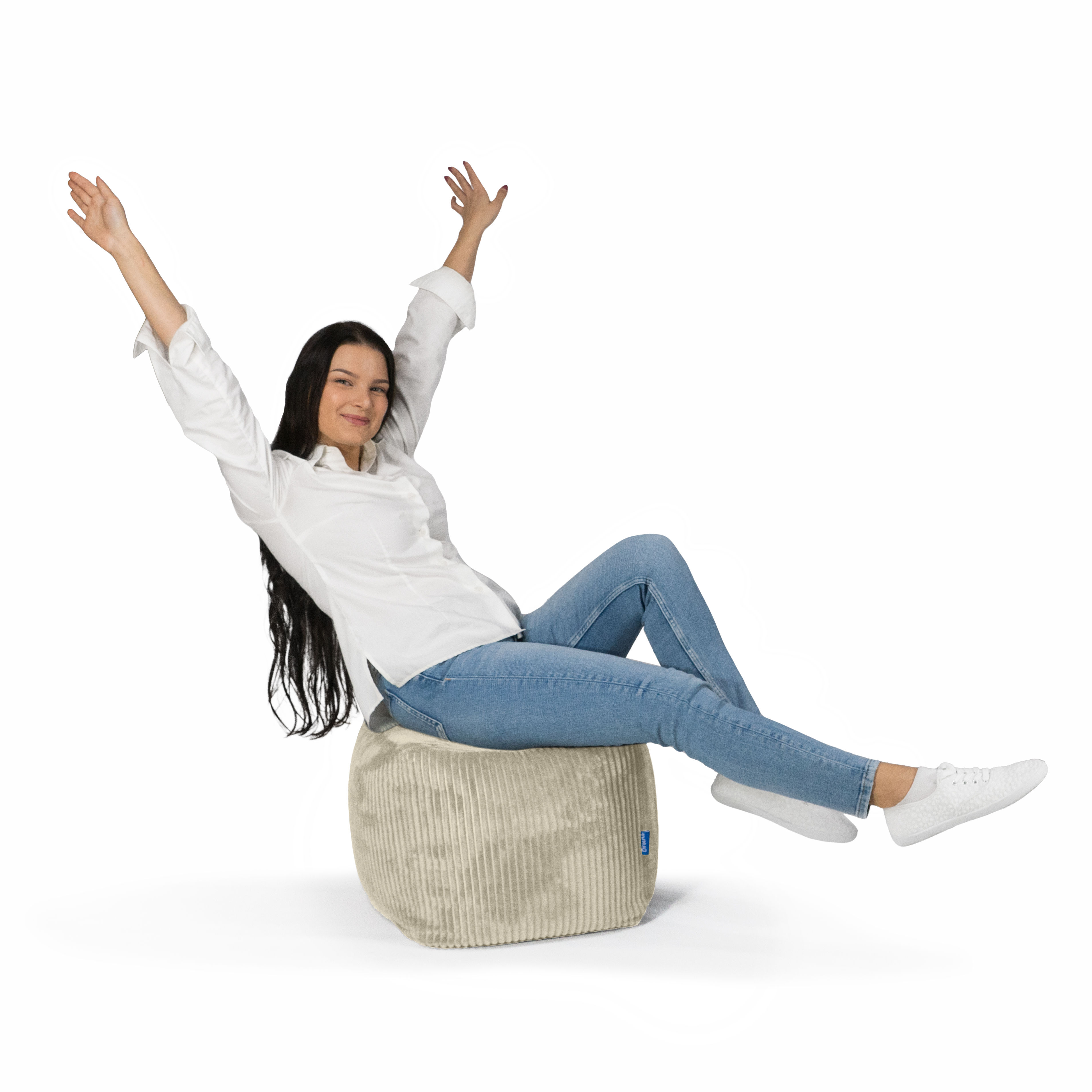 Bruni Cubo Cord in Beige - Indoor-Sitzwürfel