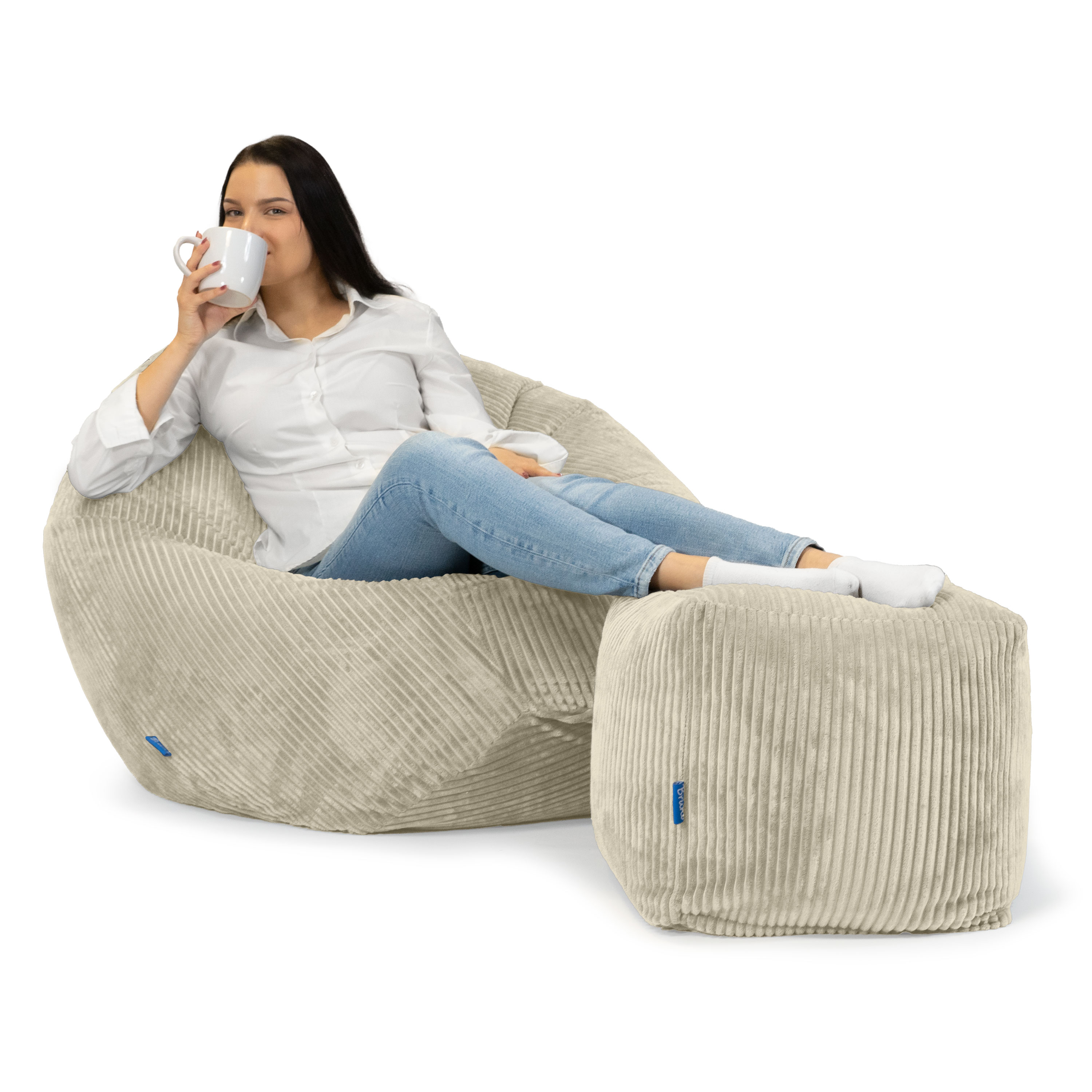 Bruni Cubo Cord in Beige - Indoor-Sitzwürfel