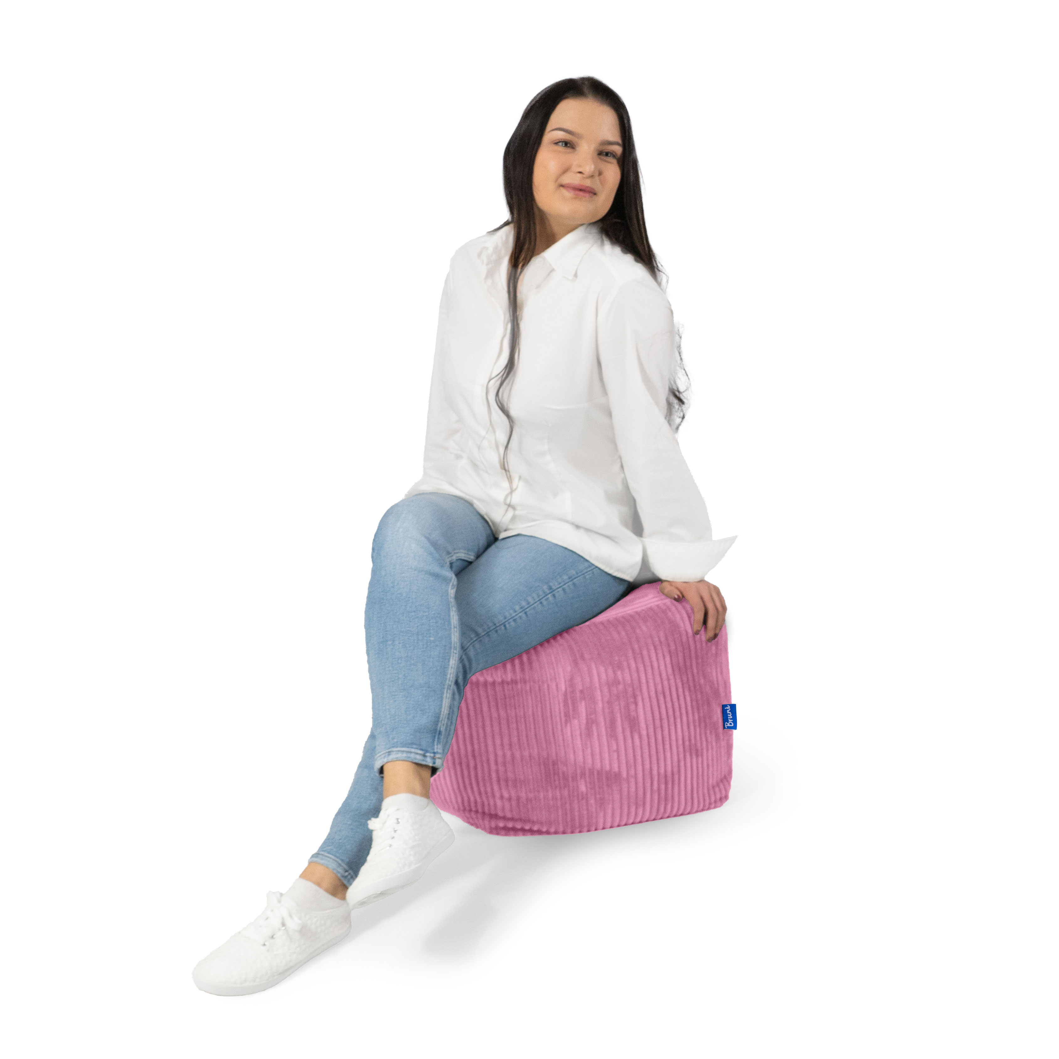 Bruni Cubo Cord in Rosa - Indoor-Sitzwürfel