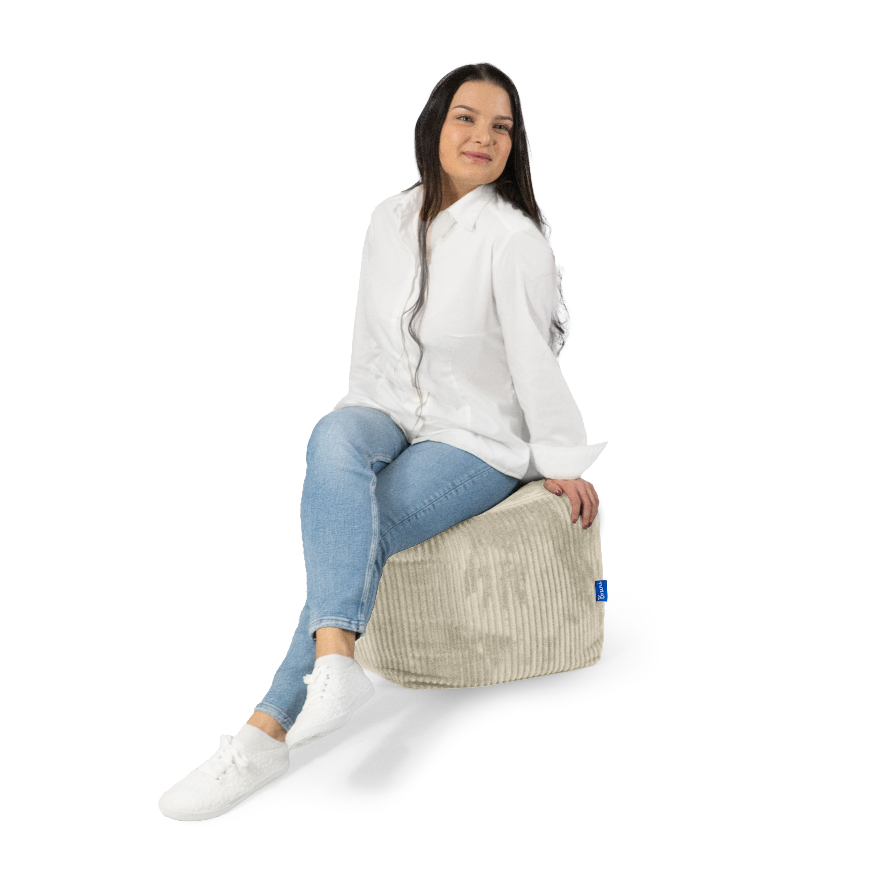 Bruni Cubo Cord in Beige - Indoor-Sitzwürfel
